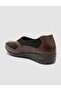 100% Genuine Leather Brown Buckle Detailed Women's Comfort Shoes - 5
