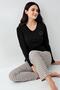 Women's 50% cotton 50% modal black v-neck long sleeve pajama set