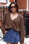 Brown Bearded Buttoned Women's Cardigan Mg2570 - 3