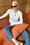 White Snap Closure Knitwear Women's Cardigan Mg2579 - 6