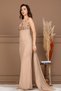 Tulle Stone Detailed Long Evening Dress with Drawstring Back - Bej - 5