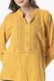 Long Sleeve Ibiza Embroidered Women's Muslin Summer T-Shirt Mustard Hrd - 3