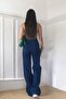 Peyton Women's Dark Blue Extra High Waist Stretchy Waist Comfortable Wide Leg Jeans - 3