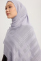 A25256 Jacquard Plaid Chiffon Scarf 120X120Cm - Silver - 2