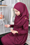 Practical One-Piece Children's Prayer Dress with Headscarf 8-12 Years Old - Burgundy - 3