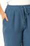 Elastic Waist Multi Double Pocket Muslin Women'S/Men's Unisex Summer Trousers Indigo Indg - 7