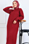 Slit Detailed Knitwear Dress S510 Claret Red - 2