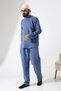 Men's Muslin Hakim Collar Shirt with Pocket and Pants Two-Piece Set, Hajj Umrah Outfit - Blue (Ans) - 6