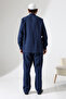 Men's Muslin Hakim Collar Shirt with Pockets and Pants Two-Piece Set, Hajj Umrah Outfit - Navy Blue (Ans) - 8