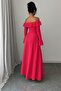 Fuchsia Madonna Neck Ruffle Detail Long Sleeve Crepe Dress - 2
