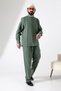 Men's Muslin Hakim Collar Shirt with Pockets and Pants Two-Piece Set, Hajj Umrah Outfit - Green (Ans) - 3
