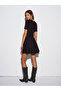 90258 Crew Neck Sweater Knit Dress-Dark Brown - 2