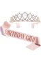 Birthday Sash Tiara Crown Headband for Girls Women Birthday Party Supplies, A11