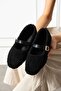 Luma Black Belted Gold Buckle Towel Textured Lightweight Home Slippers