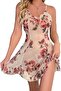 Mesh Babydoll Lingerie Spaghetti Strap Floral Chemise Nightgown W660