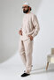 Men's Muslin Hakim Collar Shirt with Pockets and Pants Two-Piece Set, Hajj Umrah Outfit - Beige (Ans)