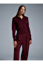 10816 Wool Blend Buttoned Knit Sweater-Burgundy M. - 3