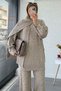 Premium Knitted Pattern Scarf Detailed Women's Knitwear Set – Mink - 5