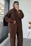 Premium Knitted Pattern Scarf Detailed Women's Knitwear Set – Brown - 4