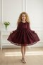 Plum Color Lace Midi Length Children's Evening Dress ABY239 - 2