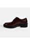 Women's Burgundy Lace-Up Classic Leather Shoes - 3