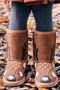Leather Deer Walker Girl's Boot Sheepskin Sheep Fur Boots Brown - 6