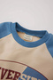 E0324 Blue Baby Boy 2-Piece Set Crew Neck Printed Sweatshirt Elastic Waist Sweatpants - 3