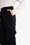 E6928 Black Girls' Elastic Waist Cargo Jogger Sweatpants - 6