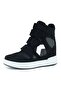 Talvi Black and White Suede Round Toe Velcro Hidden Wedge Heeled Casual Boots - 4