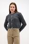Front Gold Button Detailed Towel Fabric Dark Gray Smoked Knitwear - 2