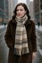 Plaid Patterned Scarf Shoulder Shawl 45X200 cm 1297 Beige - 7