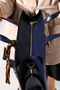 Navy Blue Women's Bag Large Size Zippered Leopard Scarf Detail - Cross Strap Shoulder and Hand Bag - 8