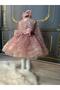 Girls' Beaded Powder Pink Dress, Girls' Evening Dress - 2