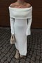 White Que Madonna Collar Slit Knit Women's Knitwear Midi Dress - 5
