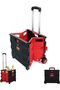 25kg Folding Shopping Trolley Cart with Two Plastic Wheels, Collapsible Grocery Storage (Black/Red)
