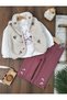 Plush Vest with Floral Embroidery and Rabbit Print, 3-Thread Cotton Inside Pants, Winter Baby Girl Set