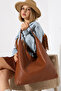 Tan Women's Large Size Printed Detailed Bag Shoulder Bag and Handbag