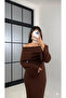 White Madonna Collar Design Long Knitwear Dress Gaus-00126