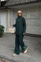 Green Stand Collar Long Back Sweater-Pants Women's Knitwear Bottom Top Set - 4