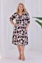 Women's Beige Brown Polka Dot Pattern Double Breasted Collar Elastic Waist Plus Size Dress - 3