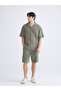 Khaki Comfortable Fit Muslin Men's Shorts
