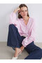 Pink Crochet Collar Oversize Blouse