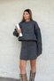 Smoked Crew Neck Oversize Sweater-Mini Skirt Women's Knitwear Bottom-Top Set - 4