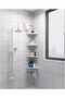 Corner Shelf 4-Tier Tension Pole Adjustable Stainless Steel Shower Caddy (Height 95-250cm) - White - 3