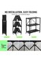 SKY-TOUCH 3-Tier Foldable Storage Shelves, Kitchen Shelf with Caster Wheels, Easy Assembly Shelf Foldable for Living Room Bedroom Kitchen Garage Black - 3