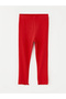 Lcw Kids Red Elastic Waist Girls Basic Leggings