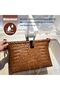 SKY-TOUCH 4pack Rectangular Rattan Storage Basket with Handle,Strong and Durable Hand-Woven Rattan Basket for Organizing,Storage and Organizer Baskets,38 28 24cm, Coffee Color - 3