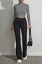 2-Piece Set - Fisherman Neck Long Sleeve Blouse, Spanish Legging Tights Set - 7