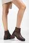 Brown Leather Women's Buckled Zip-Up Comfortable Winter Boots Non-Slip Sole H012 - 3