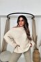 Asymmetrical Collar Detail Soft Sweater Stone - 3